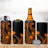 Polynesian Tribal Plumeria Flowers 4 in 1 Can Cooler Tumbler Gold Vibe