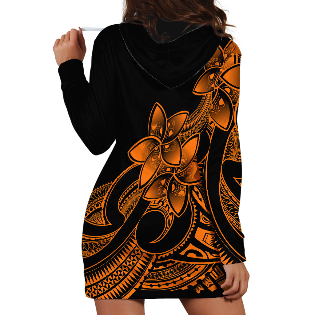 Polynesian Pride Plumeria Flowers Hoodie Dress Polynesian Tribal Gold Vibe LT9 - Polynesian Pride