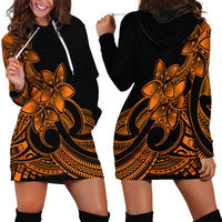 Polynesian Pride Plumeria Flowers Hoodie Dress Polynesian Tribal Gold Vibe LT9 - Polynesian Pride