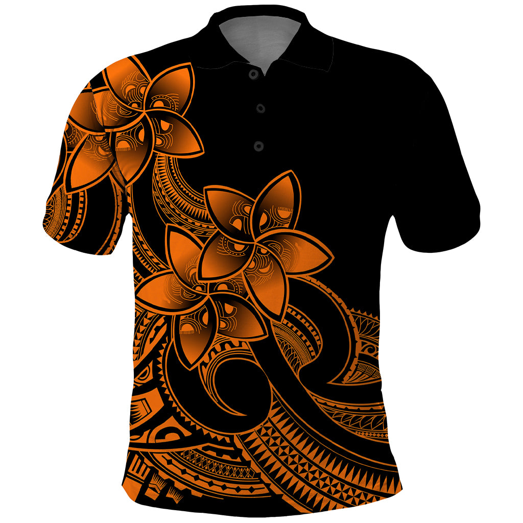 Polynesian Pride Plumeria Flowers Polo Shirt Polynesian Tribal Gold Vibe LT9 Gold - Polynesian Pride