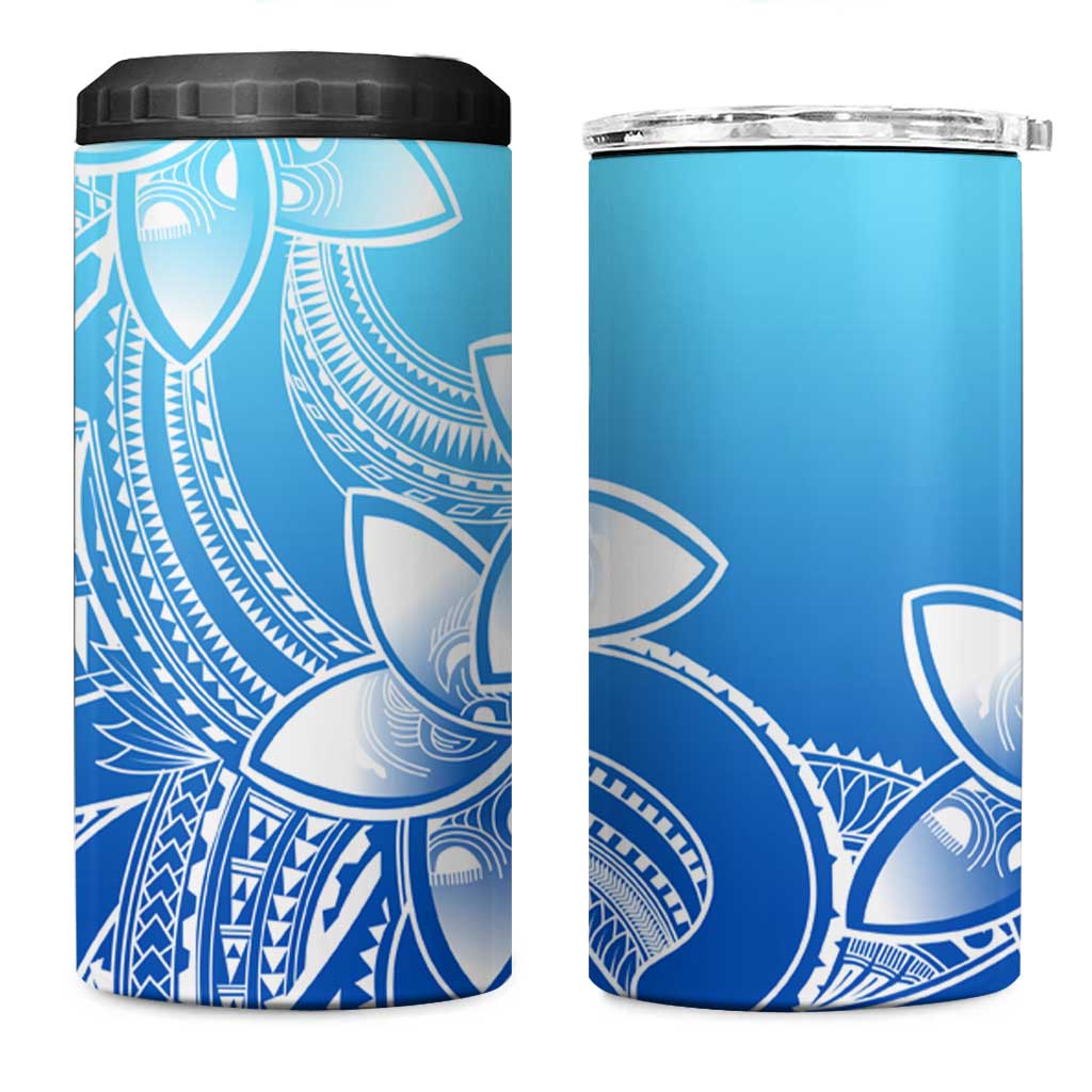 Polynesian Tribal Plumeria Flowers 4 in 1 Can Cooler Tumbler Gradient Blue Vibe LT9 One Size: 16 oz Gradient Blue - Polynesian Pride