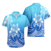 Polynesian Pride Plumeria Flowers Hawaiian Shirt Polynesian Tribal Gradient Blue LT9 - Polynesian Pride