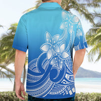 Polynesian Pride Plumeria Flowers Hawaiian Shirt Polynesian Tribal Gradient Blue LT9 - Polynesian Pride