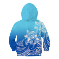 Polynesian Pride Plumeria Flowers Kid Hoodie Polynesian Tribal Gradient Blue LT9 - Polynesian Pride
