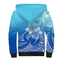 Polynesian Pride Plumeria Flowers Sherpa Hoodie Polynesian Tribal Gradient Blue LT9 - Polynesian Pride