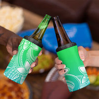 Polynesian Tribal Plumeria Flowers 4 in 1 Can Cooler Tumbler Gradient Green Vibe