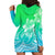Polynesian Pride Plumeria Flowers Hoodie Dress Polynesian Tribal Gradient Green LT9 - Polynesian Pride