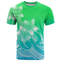 Polynesian Pride Plumeria Flowers T Shirt Polynesian Tribal Gradient Green LT9 Green - Polynesian Pride