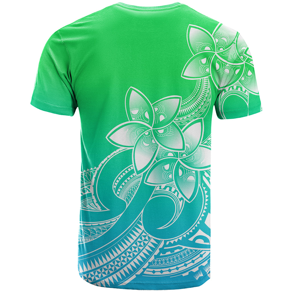 Polynesian Pride Plumeria Flowers T Shirt Polynesian Tribal Gradient Green LT9 - Polynesian Pride
