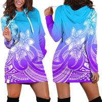 Polynesian Pride Plumeria Flowers Hoodie Dress Polynesian Tribal Gradient Purple LT9 - Polynesian Pride