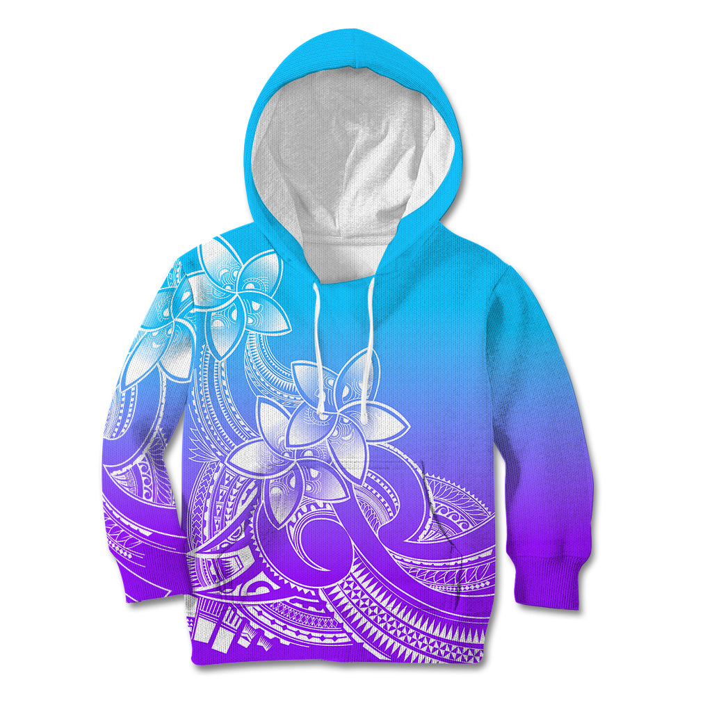 Polynesian Pride Plumeria Flowers Kid Hoodie Polynesian Tribal Gradient Purple LT9 Hoodie Purple - Polynesian Pride