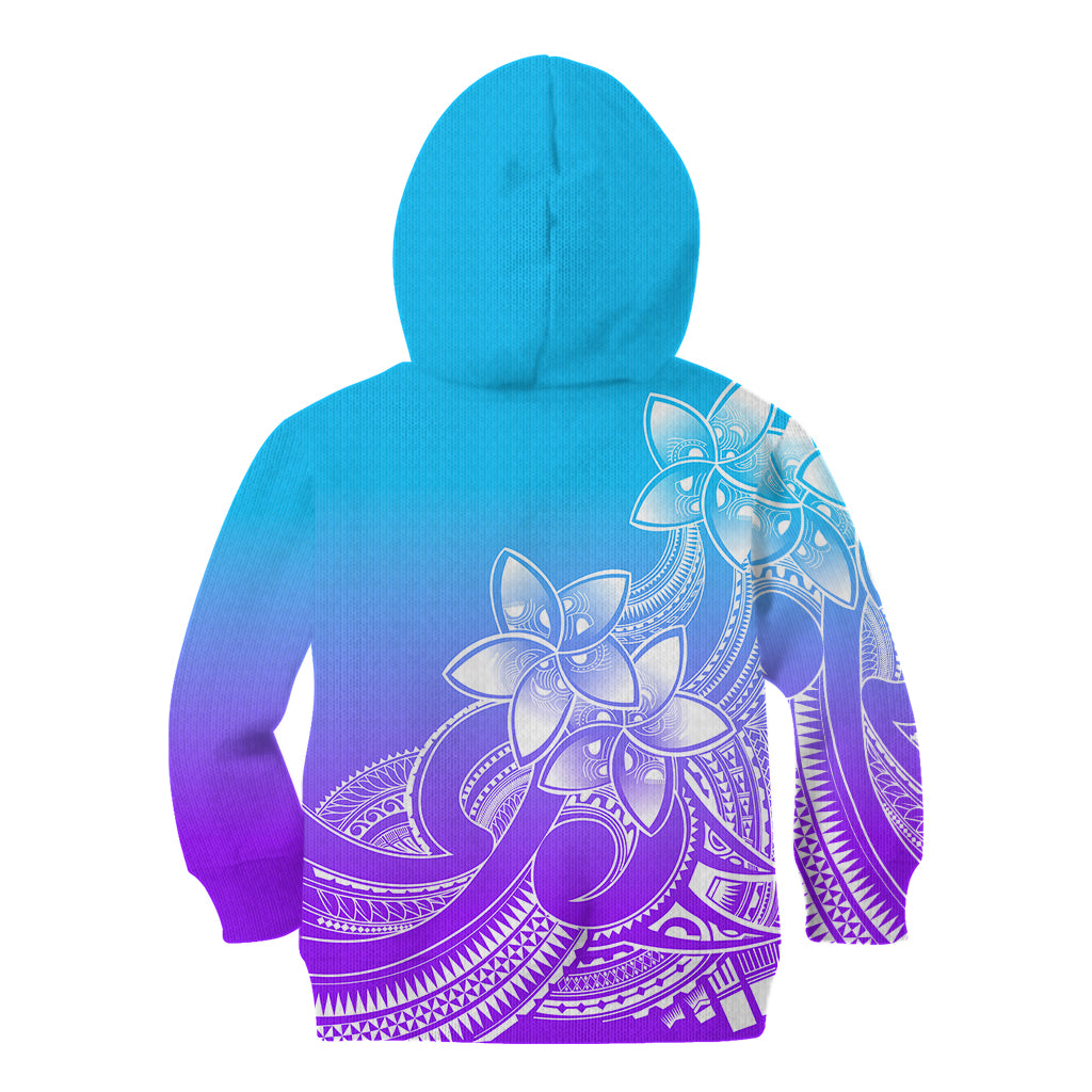 Polynesian Pride Plumeria Flowers Kid Hoodie Polynesian Tribal Gradient Purple LT9 - Polynesian Pride
