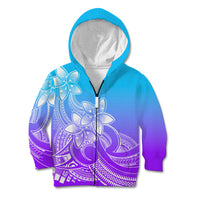 Polynesian Pride Plumeria Flowers Kid Hoodie Polynesian Tribal Gradient Purple LT9 Zip Hoodie Purple - Polynesian Pride
