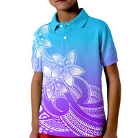 Polynesian Pride Plumeria Flowers Kid Polo Shirt Polynesian Tribal Gradient Purple LT9 Kid Purple - Polynesian Pride