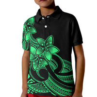Polynesian Pride Plumeria Flowers Kid Polo Shirt Polynesian Tribal Green Vibe LT9 Kid Green - Polynesian Pride