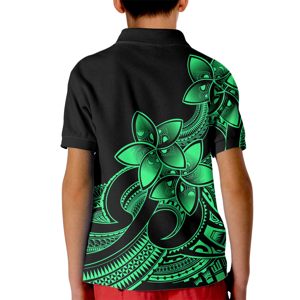 Polynesian Pride Plumeria Flowers Kid Polo Shirt Polynesian Tribal Green Vibe LT9 - Polynesian Pride