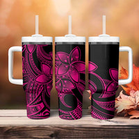 Polynesian Tribal Plumeria Flowers Tumbler With Handle Pink Vibe