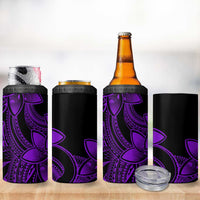Polynesian Tribal Plumeria Flowers 4 in 1 Can Cooler Tumbler Purple Vibe