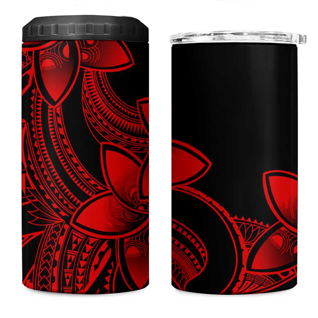 Polynesian Tribal Plumeria Flowers 4 in 1 Can Cooler Tumbler Red Vibe LT9 One Size: 16 oz Red - Polynesian Pride