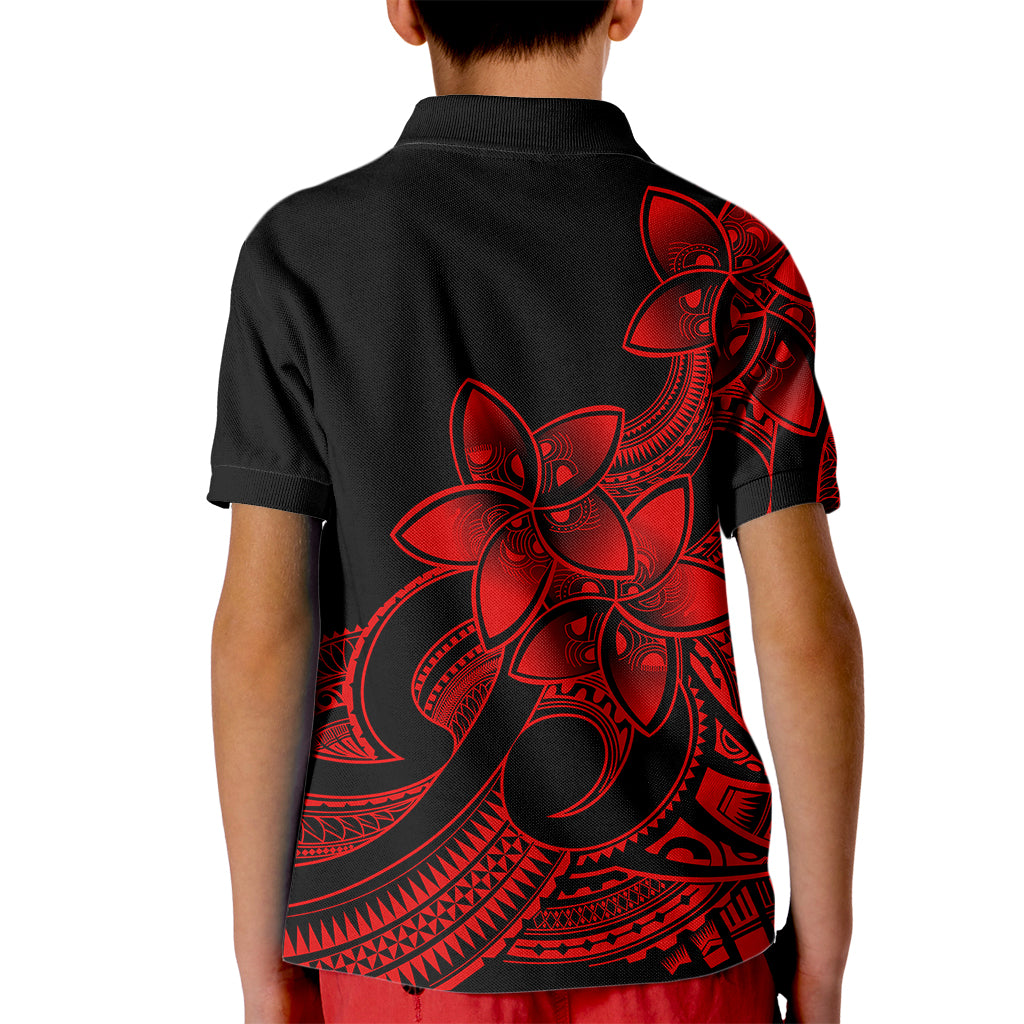 Polynesian Pride Plumeria Flowers Kid Polo Shirt Polynesian Tribal Red Vibe LT9 - Polynesian Pride