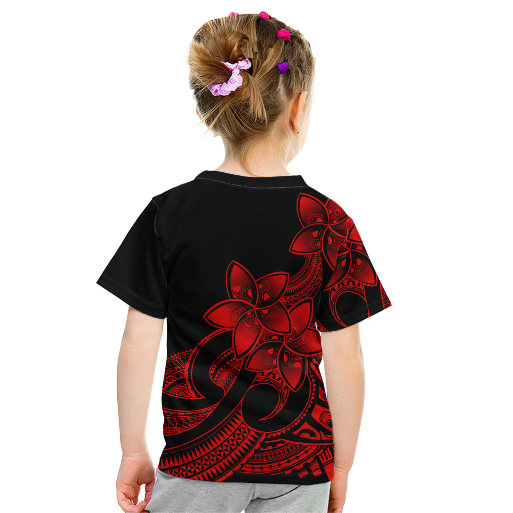 Polynesian Pride Plumeria Flowers Kid T Shirt Polynesian Tribal Red Vibe LT9 - Polynesian Pride