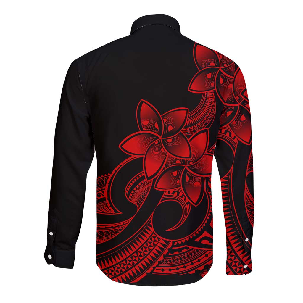 Polynesian Matching Outfit For Family Plumeria Flowers Long Dress Hawaiian Shirt Polynesian Tribal Red Vibe LT9