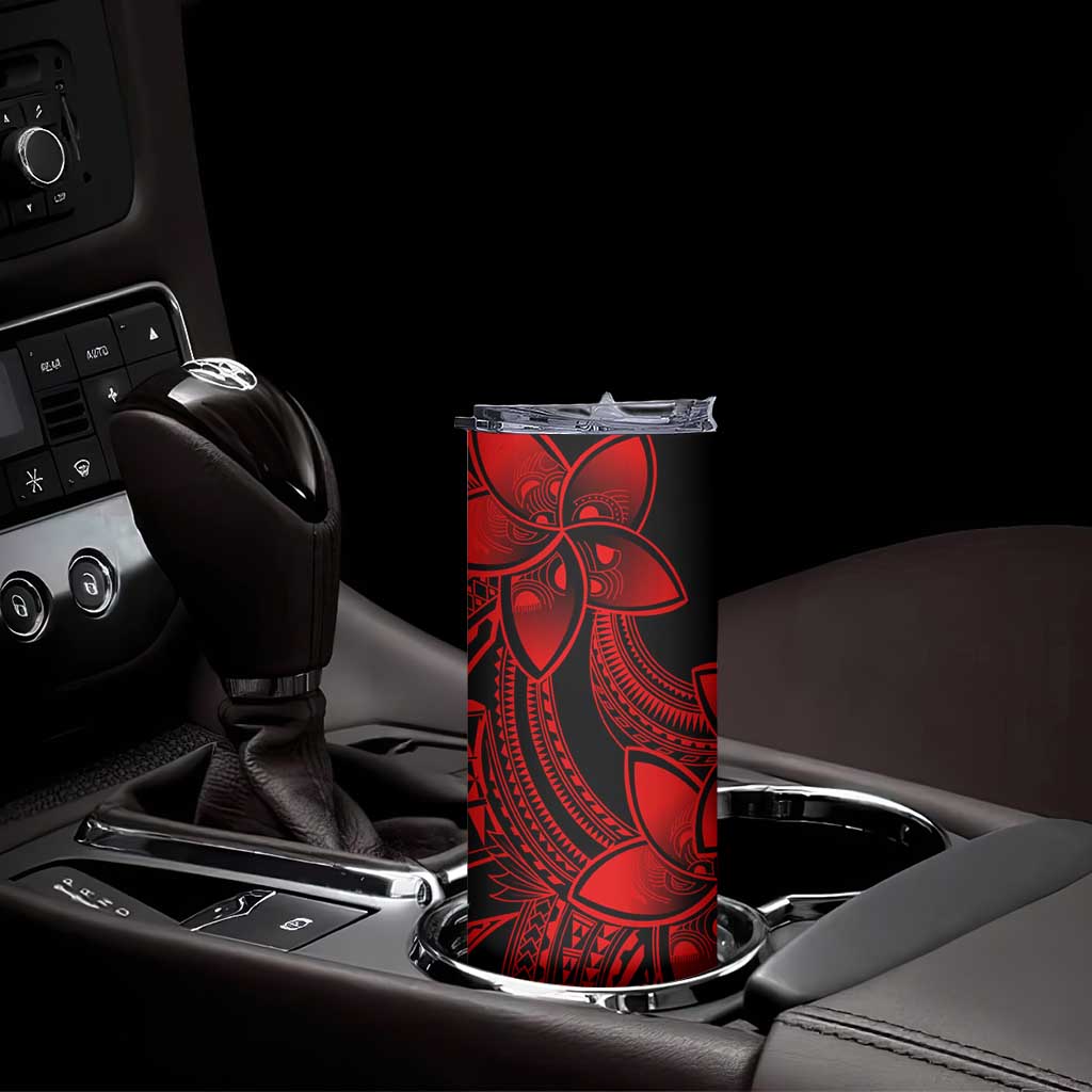 Polynesian Tribal Plumeria Flowers Skinny Tumbler Red Vibe