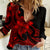 Polynesian Pride Plumeria Flowers Women Casual Shirt Polynesian Tribal Red Vibe LT9 Female Red - Polynesian Pride