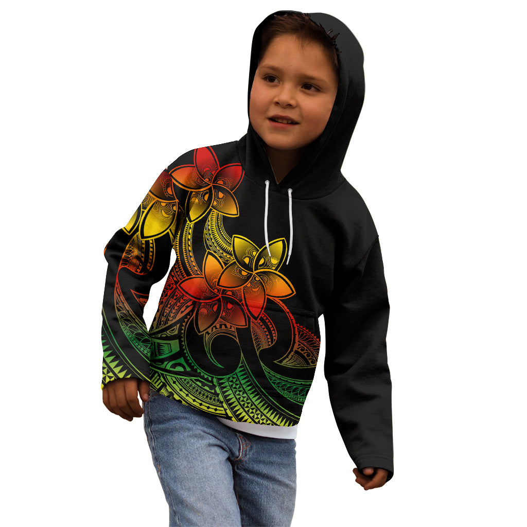 Polynesian Pride Plumeria Flowers Kid Hoodie Polynesian Tribal Reggae Vibe LT9 - Polynesian Pride