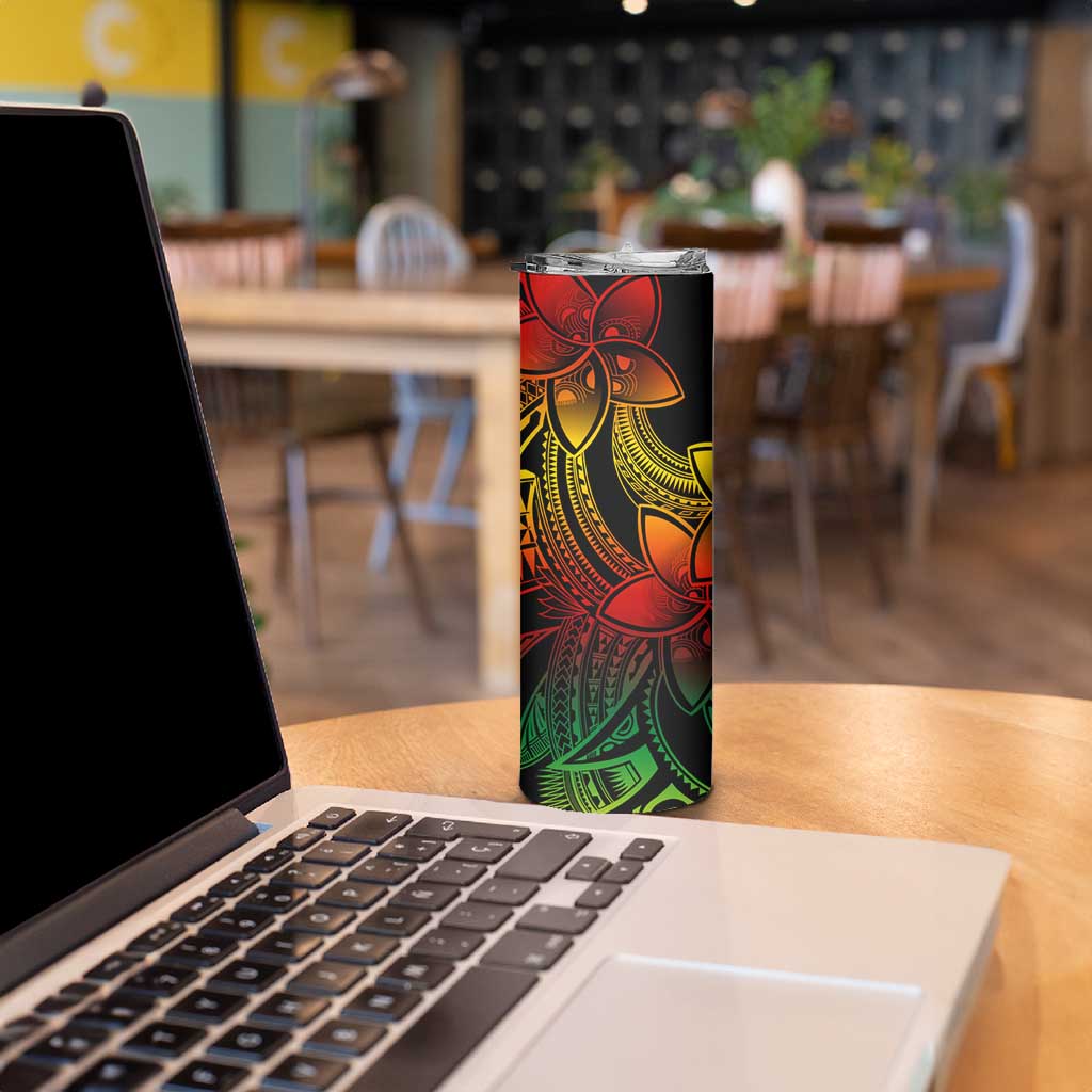 Polynesian Tribal Plumeria Flowers Skinny Tumbler Reggae Vibe