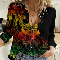 Polynesian Pride Plumeria Flowers Women Casual Shirt Polynesian Tribal Reggae Vibe LT9
