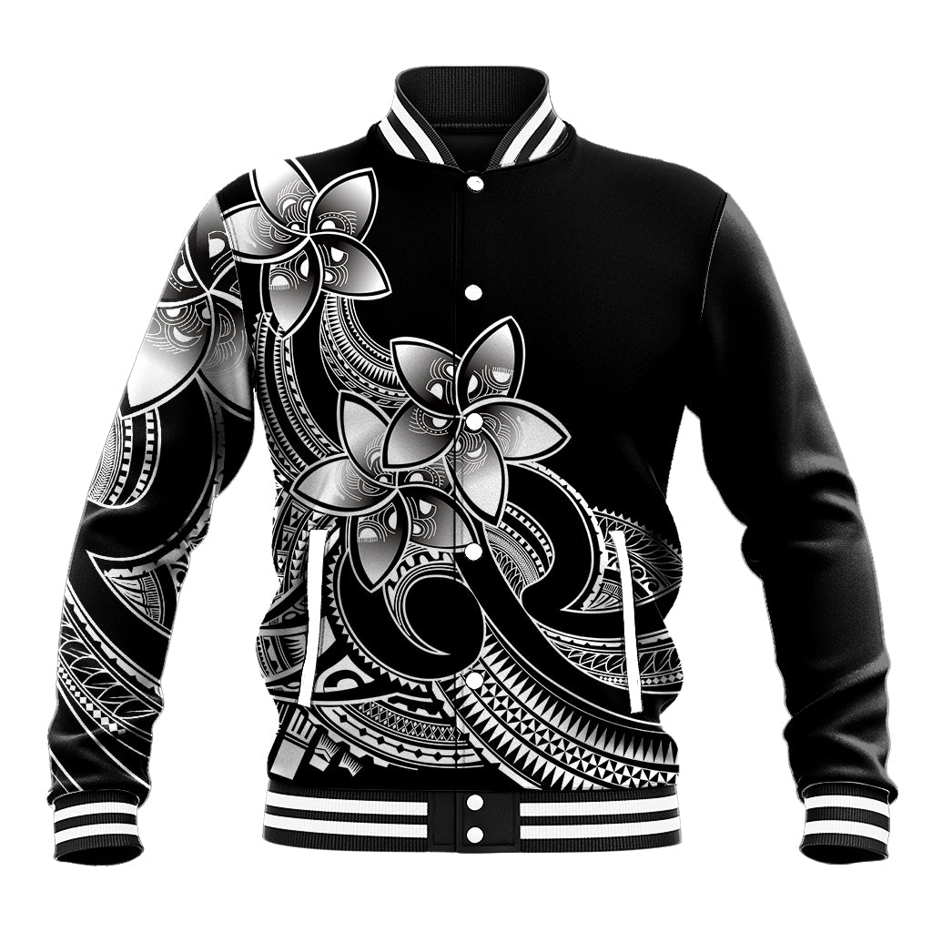 Polynesian Pride Plumeria Flowers Baseball Jacket Polynesian Tribal White Vibe LT9 Unisex White - Polynesian Pride
