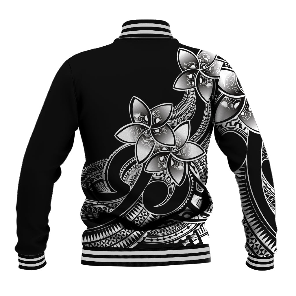 Polynesian Pride Plumeria Flowers Baseball Jacket Polynesian Tribal White Vibe LT9 - Polynesian Pride
