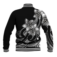 Polynesian Pride Plumeria Flowers Baseball Jacket Polynesian Tribal White Vibe LT9 - Polynesian Pride