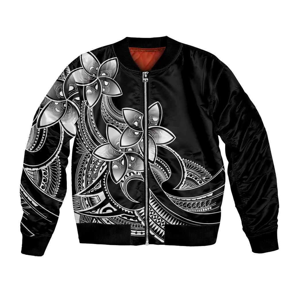 Polynesian Pride Plumeria Flowers Bomber Jacket Polynesian Tribal White Vibe LT9 Unisex White - Polynesian Pride