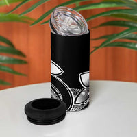 Polynesian Tribal Plumeria Flowers 4 in 1 Can Cooler Tumbler Black Vibe