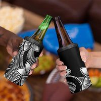 Polynesian Tribal Plumeria Flowers 4 in 1 Can Cooler Tumbler Black Vibe