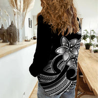 Polynesian Pride Plumeria Flowers Women Casual Shirt Polynesian Tribal White Vibe LT9 - Polynesian Pride