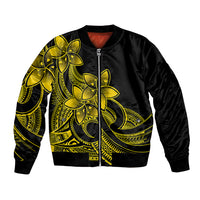 Polynesian Pride Plumeria Flowers Bomber Jacket Polynesian Tribal Yellow Vibe LT9 Unisex Yellow - Polynesian Pride