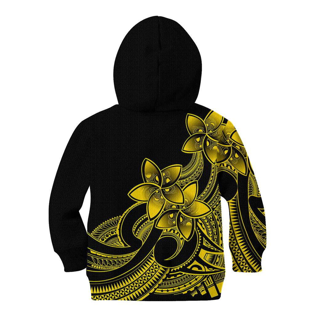 Polynesian Pride Plumeria Flowers Kid Hoodie Polynesian Tribal Yellow Vibe LT9 - Polynesian Pride