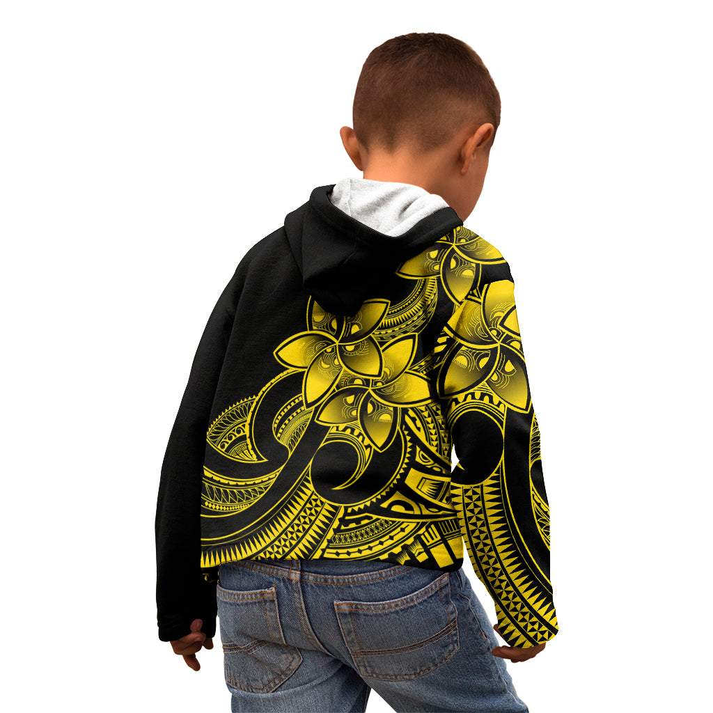 Polynesian Pride Plumeria Flowers Kid Hoodie Polynesian Tribal Yellow Vibe LT9 - Polynesian Pride