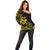 Polynesian Pride Plumeria Flowers Off Shoulder Sweater Polynesian Tribal Yellow Vibe LT9 - Polynesian Pride