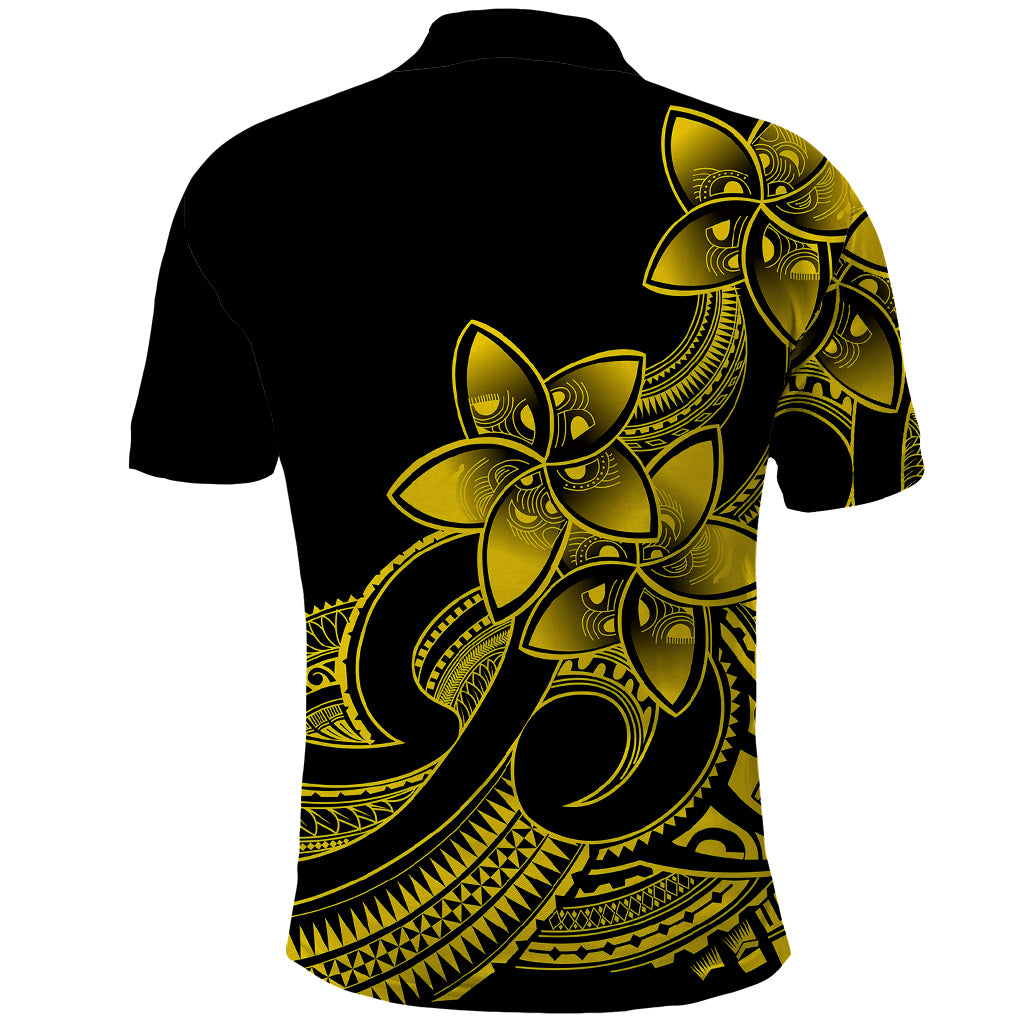 Polynesian Pride Plumeria Flowers Polo Shirt Polynesian Tribal Yellow Vibe LT9 - Polynesian Pride