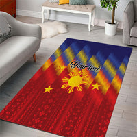 Personalized Philippines Eight Rays Sun Area Rug Traditional Filipino Igorot Pattern Motif