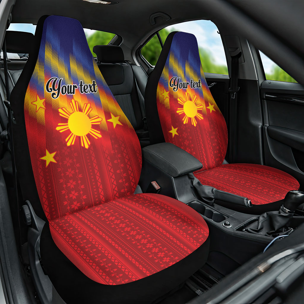 Personalized Philippines Eight Rays Sun Car Seat Cover Traditional Filipino Igorot Pattern Motif