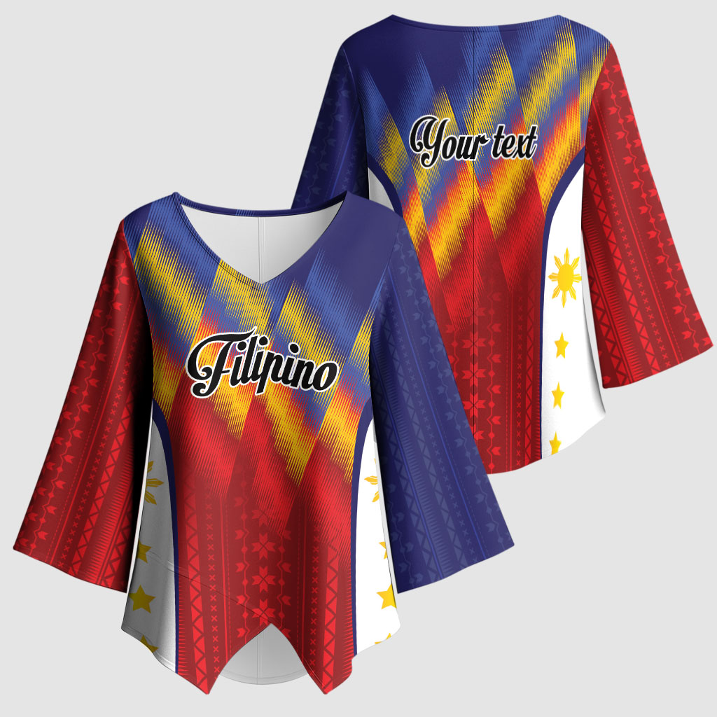 Personalized Philippines Eight Rays Sun Kimono Sleeve Blouse Traditional Filipino Igorot Pattern Motif