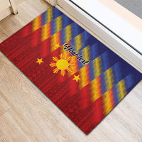 Personalized Philippines Eight Rays Sun Rubber Doormat Traditional Filipino Igorot Pattern Motif