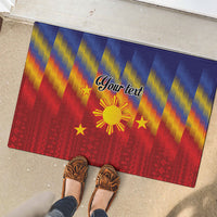 Personalized Philippines Eight Rays Sun Rubber Doormat Traditional Filipino Igorot Pattern Motif