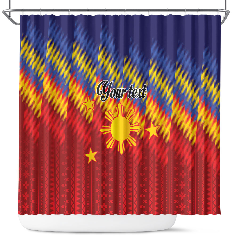 Personalized Philippines Eight Rays Sun Shower Curtain Traditional Filipino Igorot Pattern Motif LT9 Red - Polynesian Pride