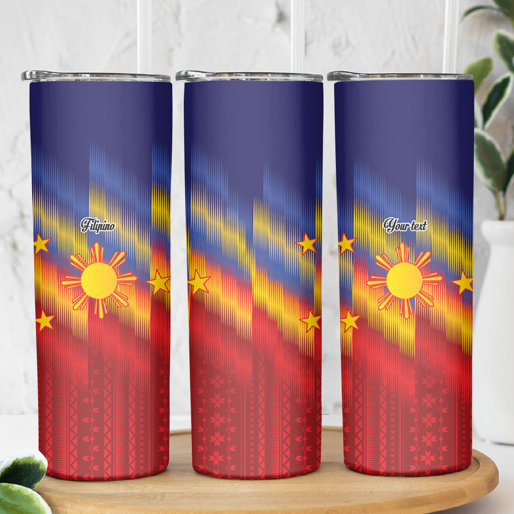 Personalized Philippines Eight Rays Sun Skinny Tumbler Traditional Filipino Igorot Pattern Motif